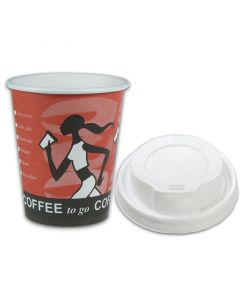 VOORDEELSET - Coffee-to-go koffiebekers "Coffee Grabbers" - 8oz, 200 ml, kartonnen bekers met een witte deksel