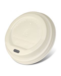Kompostierbare Coffee To Go Deckel 12/16/20oz, für Kaffeebecher 0,3-0,5L, CPLA - weiß