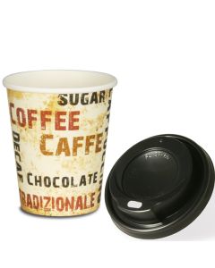 SPARSET - Coffee To Go Kaffeebecher "Barista" - 8oz, 200ml, Pappbecher mit schwarzen Deckel