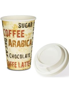 SPARSET - Coffee To Go Kaffeebecher "Barista" - 12oz, 300ml, Pappbecher mit weißem Deckel