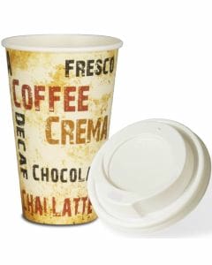 VOORDEELSET - Coffee To Go koffiebekers "Barista" - 16oz, 400ml, kartonnen bekers met witte deksel
