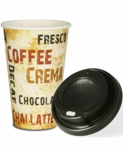VOORDEELSET - Coffee To Go koffiebekers "Barista" - 16oz, 400ml, kartonnen bekers met zwarte deksel