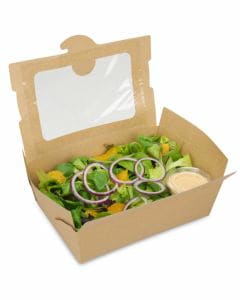 Bio-Foodcase - snackbox met venster, gecoat, bruin - 2000ml