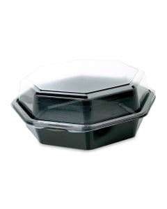 Octaview box, 8-hoekig Duni, saladebakjes zwart met doorzichtig deksel - 1300ml