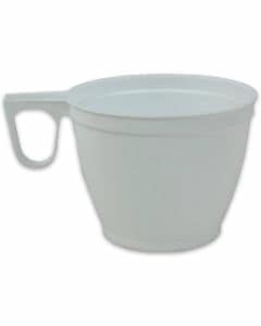 Einweg-Kaffeetasse, Plastikbecher mit Griff (Kunststoff) weiß - 180ml