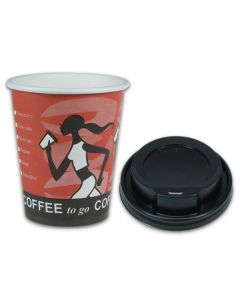 AKTION - Coffee To Go Kaffeebecher "Coffee Grabbers" - 8oz, 200ml, Pappbecher mit schwarzem Deckel