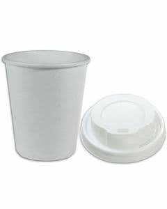 VOORDEELSET - Coffee-to-go-koffiebekers wit - 8oz, 200 ml, kartonnen bekers met een witte deksel