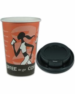 VOORDEELSET - Coffee-to-go-koffiebekers "Coffee Grabbers" - 10oz, 250 ml, kartonnen bekers met zwarte deksel