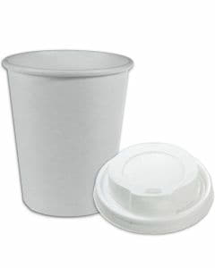 VOORDEELSET - Coffee-to-go-koffiebekers wit - 12oz, 300 ml, kartonnen bekers met een witte deksel