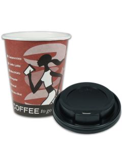 VOORDEELSET - Coffee-to-go koffiebekers "Coffee Grabbers" - 12oz, 300 ml, kartonnen bekers met zwarte deksel