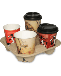 Chinet-Becherhalter, Pappe - Cup Carrier für 4 Coffee To Go-Becher