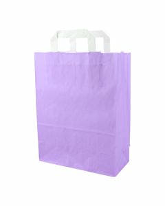 Papiertragetaschen 22+10x28cm - Kraft, violett mit weißem Griff