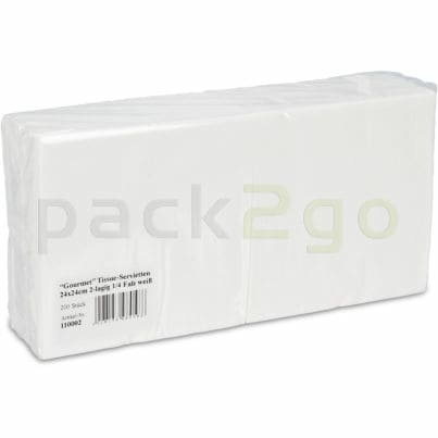 Tissue-servetten GOURMET, 24x24 1/4 vouw, 2-laags, kopvouw, celstofservetten - wit