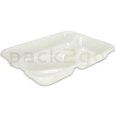 PP-menuschalen, vlak 225 x 175x30mm, wit, 3 vaks, voor magnetron