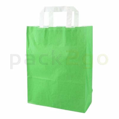 Grüne Papiertragetaschen 22+10x28cm schräg
