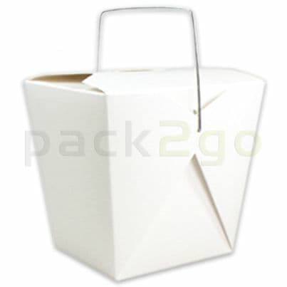 Vouwdoos met metalen handvat (FoldPak) - Asia-/noodle box wit onbedrukt - 32oz/1000ml XL
