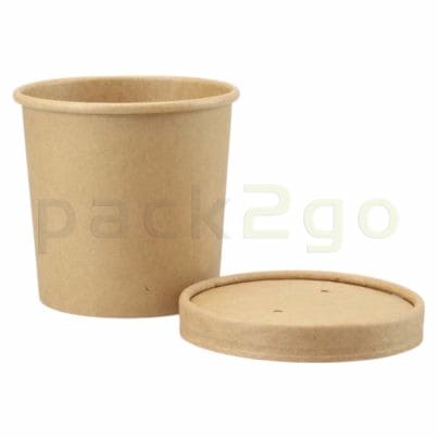 Brauner Suppenbecher mit Deckel 350ml mit Deckel daneben