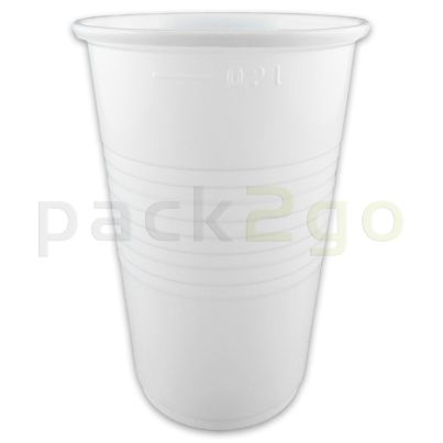 plastic bekers, wit, PP - kunststofdrinkbekers (bekers voor koude dranken) - 0,2l