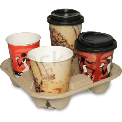 Chinet bekerhouders, Karton - Bekerhouder voor 4 coffee-to-go-bekers