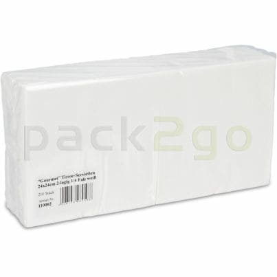 Tissue-Servietten GOURMET, 24x24 1/4 Falz, 2-lagig - weiß - Zellstoffservietten