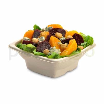 Schale aus Bagasse, eckig (kompostierbar), 