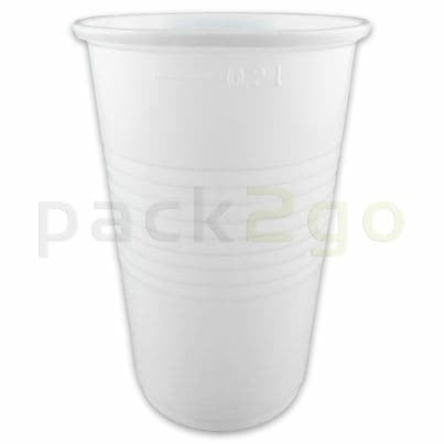 Plastikbecher, weiß, PP - Kunststoff-Trinkbecher (Kaltgetränkebecher) - 0,2l