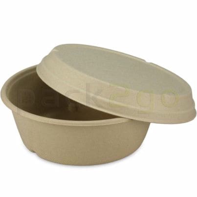 Kompostierbare Deckel für Bagasse-Schalen 900/1200ml, Bagasse, braun, Ø194mm