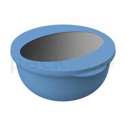 Mehrweg Foodbowl blau mit Deckel geschlossen