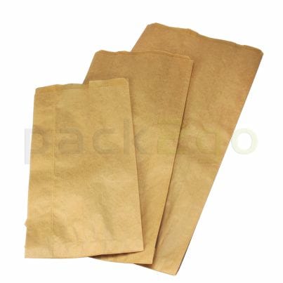 Bäckerfaltenbeutel 419, Papiermix (recycelt) - 12+5x28cm, braun
