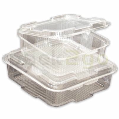 Salatschalen PET, quadratisch, stapelbar mit Deckel - 500ml