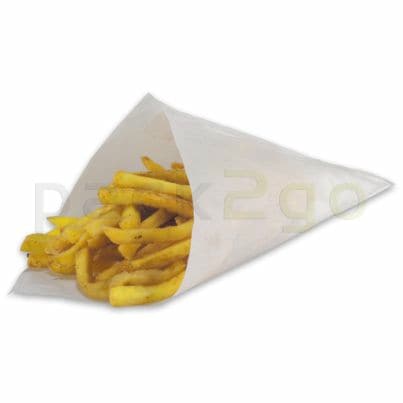 Papierspitztüten 19cm für Pommes 125g, weiß Pergament-Ersatz