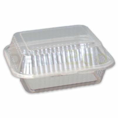 Salatschalen PET, rechteckig mit Dome-Deckel - 650/450ml