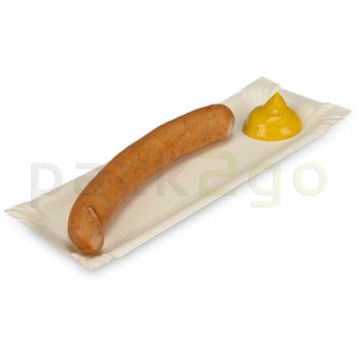 Pappteller eckig - 8x23cm TOPKRAFT, papierbeschichtet, Frischfaser, Wurstpappe