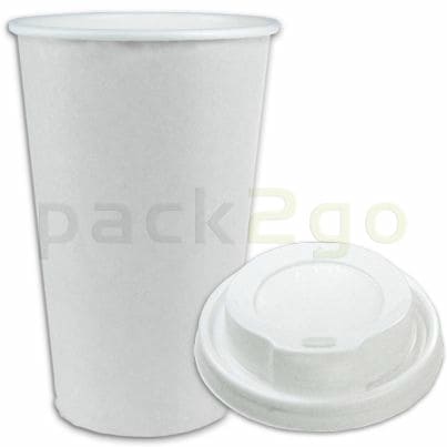 SPARSET - Coffee To Go Kaffeebecher weiß - 16oz, 400ml, Pappbecher mit weißem Deckel