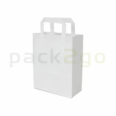 Papiertragetaschen 18+8x22cm - Kraft weiß, umweltfreundlich