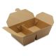 Bio-Foodcase - 2-geteilte Snackbox mit Faltdeckel, beschichtet, braun - 950/650ml