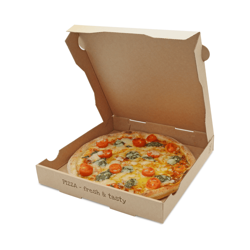Pizzadoos Fresh & Tasty van kraftpapier, bruin - 26x26x4cm