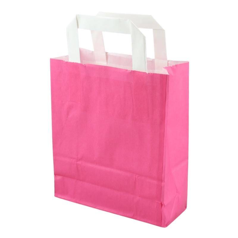 Pinke Papiertragetasche 18+8x22cm