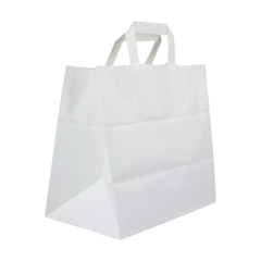 Weiße Papiertragetasche 26+17x25cm Kraftpapier - geschlossen