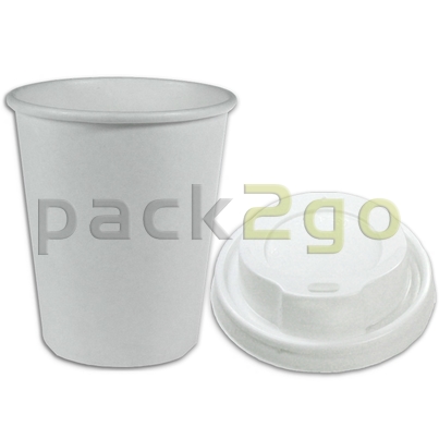 SPARSET - Coffee To Go Kaffeebecher weiß - 8oz, 200ml, Pappbecher mit weißem Deckel