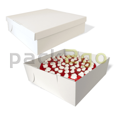 Tortenkarton, zweiteilig, 32x32x12cm weiß, Verpackung für Torten, Kuchen