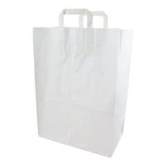 Weiße Papiertragetasche 23+17x44cm - seitlich