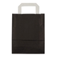 Papiertragetaschen 18+8x22cm - Kraft, schwarz mit weißem Griff 