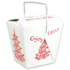Vouwdoos met metalen handvat (FoldPak) voor Asia box-to-go - Chinees pagode-motief - 26oz/750ml