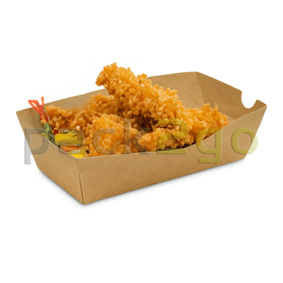 Braune Snackschale 138x68mm, Bild mit Nuggets