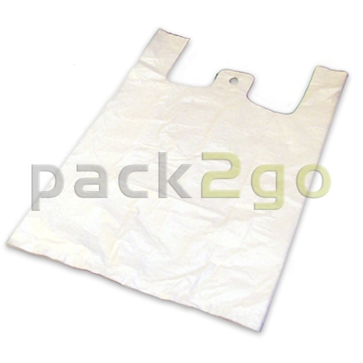 Hemdchen-Tragetaschen - ND-Polyethylen (HDPE), weiß 28+14x48cm