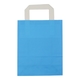 Papiertragetaschen 18+8x22cm - Kraft, hellblau mit weißem Griff