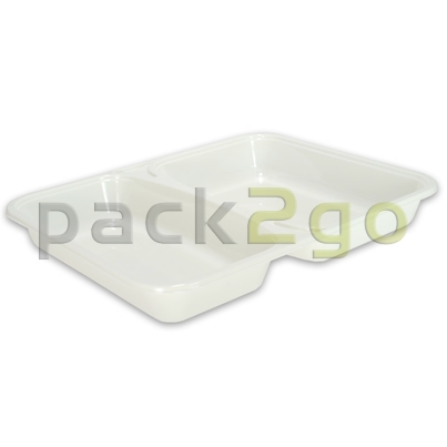 PP-Menüschale, flach 225x175x30mm weiß, 2-geteilt, für Mikrowellen