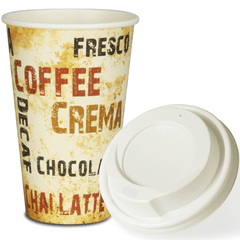 VOORDEELSET - Coffee To Go koffiebekers "Barista" - 16oz, 400ml, kartonnen bekers met witte deksel