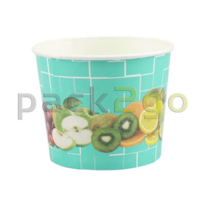 Türkiser Eisbecher mit Früchtemotiv 500 ml